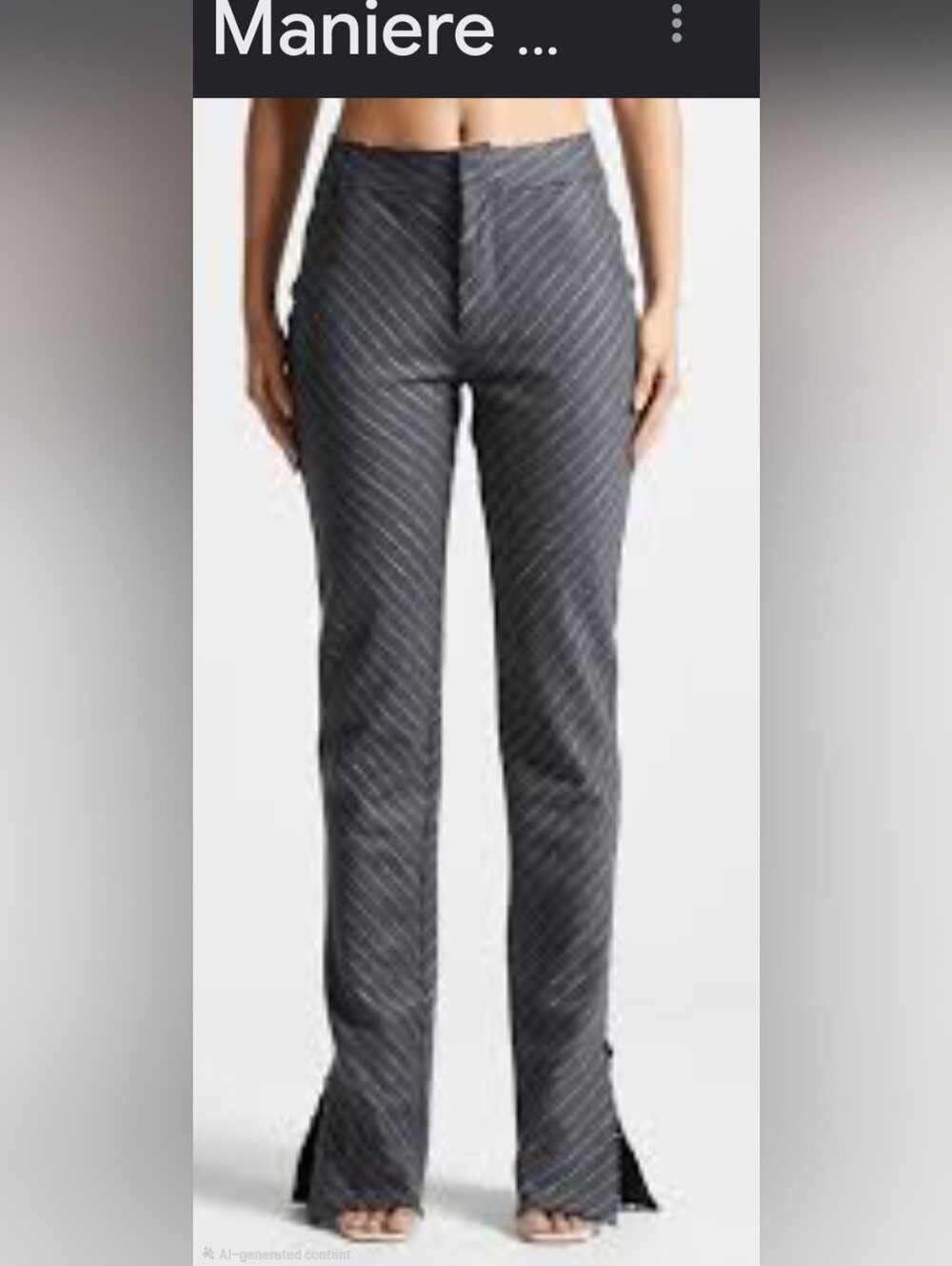 NWT Maniere De Voir Wool Blend Diagonal Pinstripe Trousers Pants US 2 UK 6 Grey